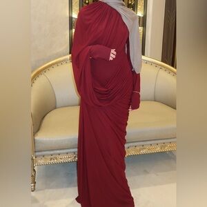 Elegant Long Sleeve Burgundy Dress